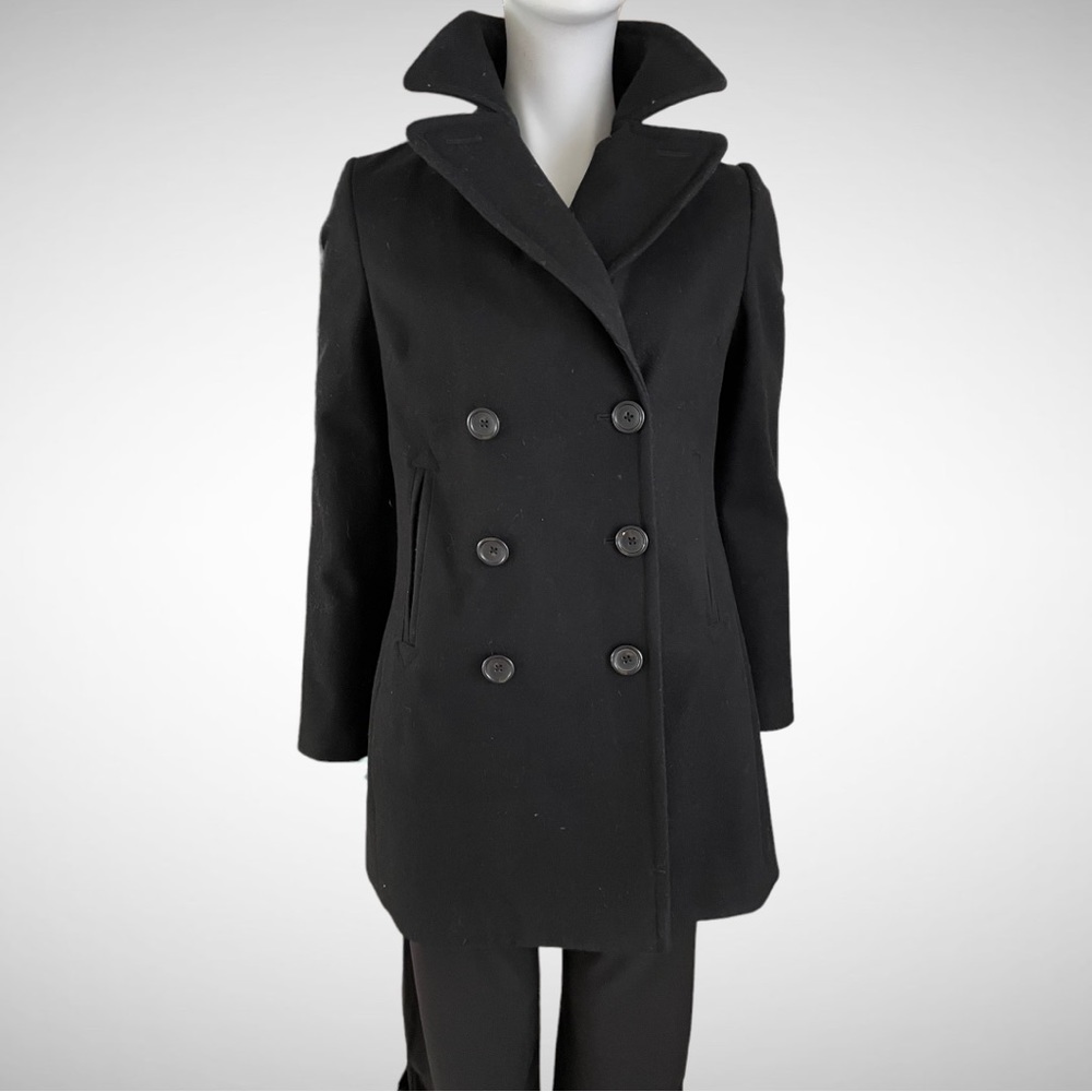 Banana Republic Black Double-breasted Wool Pea Coat M
